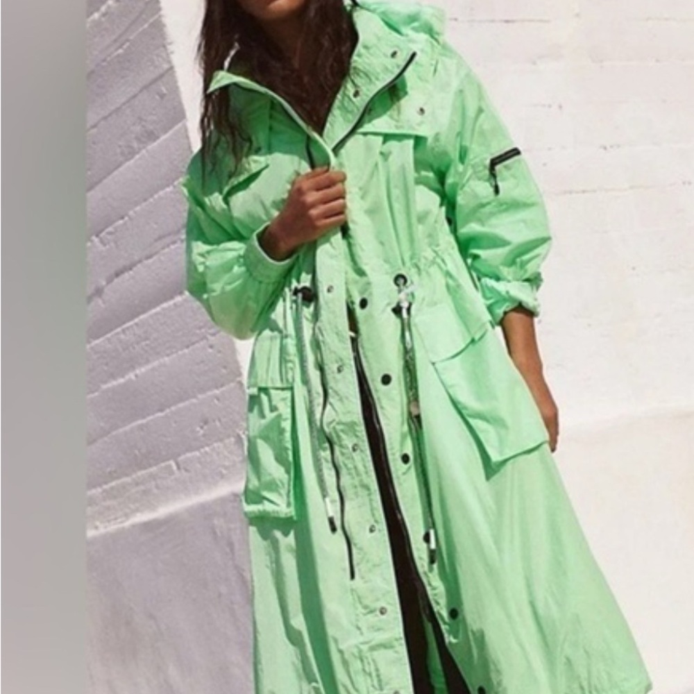 Free People Aurora Maxi Windbreaker Coat Parka Size XL